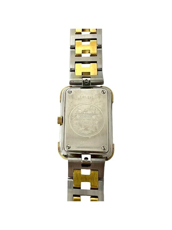 Hermes Vintage Croajour Stainless Steel Quartz Watch Silver Gold